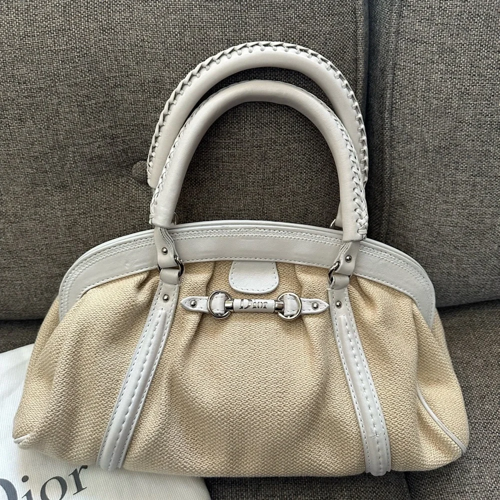 Vintage Dior “My Dior frame” raffia blend satchel - Picture 5 of 15